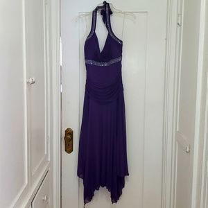 Purple ankle length halter dress